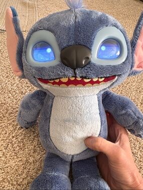 Blue Stitch Interactive Plush Toy with Light-Up Eyes